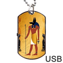 Anubis, Ancient Egyptian God Of The Dead Rituals  Dog Tag Usb Flash (one Side) by FantasyWorld7