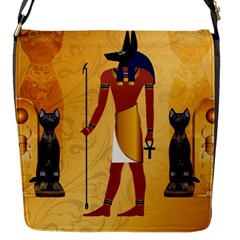 Anubis, Ancient Egyptian God Of The Dead Rituals  Flap Messenger Bag (s) by FantasyWorld7