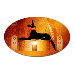 Anubis, Ancient Egyptian God Of The Dead Rituals  Oval Magnet by FantasyWorld7