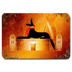 Anubis, Ancient Egyptian God Of The Dead Rituals  Large Doormat  by FantasyWorld7