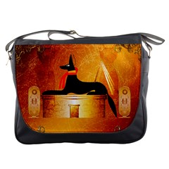 Anubis, Ancient Egyptian God Of The Dead Rituals  Messenger Bags by FantasyWorld7