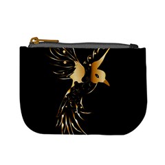 Beautiful Bird In Gold And Black Mini Coin Purses by FantasyWorld7