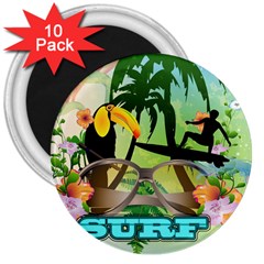 Surfing 3  Magnets (10 Pack)  by FantasyWorld7