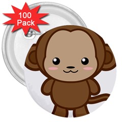 Kawaii Monkey 3  Buttons (100 Pack)  by KawaiiKawaii