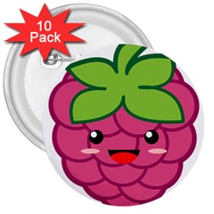 Raspberry 3  Buttons (10 Pack)  by KawaiiKawaii