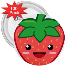 Kawaii Strawberry 3  Buttons (100 Pack)  by KawaiiKawaii