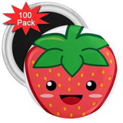 Kawaii Strawberry 3  Magnets (100 Pack) by KawaiiKawaii