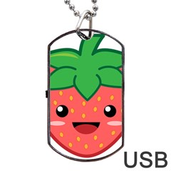 Kawaii Strawberry Dog Tag Usb Flash (two Sides)  by KawaiiKawaii