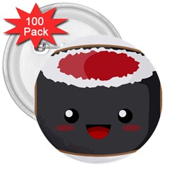 Kawaii Sushi 3  Buttons (100 Pack)  by KawaiiKawaii