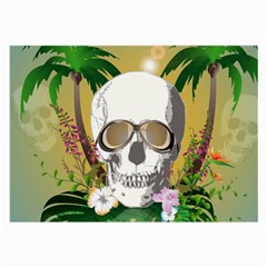 Funny Skull With Sunglasses And Palm Large Glasses Cloth by FantasyWorld7