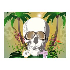 Funny Skull With Sunglasses And Palm Double Sided Flano Blanket (mini)  by FantasyWorld7