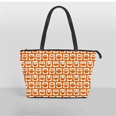 Orange And White Owl Pattern Shoulder Handbags by GardenOfOphir