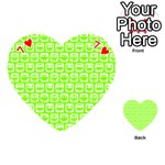 Lime Green And White Owl Pattern Playing Cards 54 (Heart)  Front - Heart7