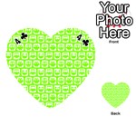 Lime Green And White Owl Pattern Playing Cards 54 (Heart)  Front - Club4