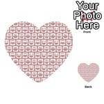 Light Pink And White Owl Pattern Playing Cards 54 (Heart)  Back