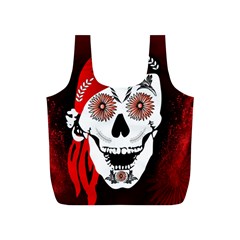 Funny Happy Skull Full Print Recycle Bags (s)  by FantasyWorld7