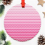 Pink Gradient Chevron Ornament (Round)  Front