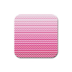 Pink Gradient Chevron Rubber Square Coaster (4 Pack)  by CraftyLittleNodes