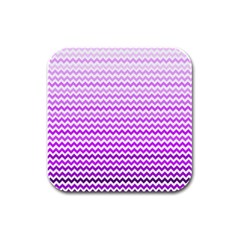 Purple Gradient Chevron Rubber Square Coaster (4 Pack)  by CraftyLittleNodes