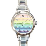 Pastel Gradient Rainbow Chevron Round Italian Charm Watches Front