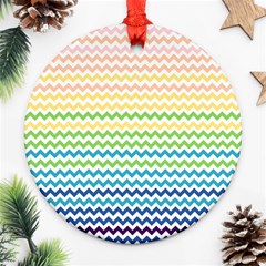 Pastel Gradient Rainbow Chevron Round Ornament (two Sides)  by CraftyLittleNodes