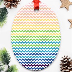 Pastel Gradient Rainbow Chevron Oval Ornament (two Sides) by CraftyLittleNodes