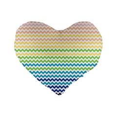 Pastel Gradient Rainbow Chevron Standard 16  Premium Flano Heart Shape Cushions by CraftyLittleNodes