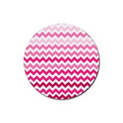 Pink Gradient Chevron Large Rubber Coaster (round)  by CraftyLittleNodes