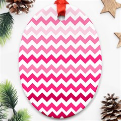 Pink Gradient Chevron Large Oval Ornament (two Sides) by CraftyLittleNodes