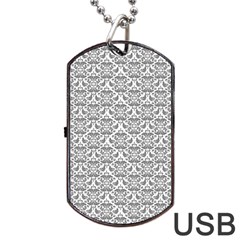 Gray Damask Dog Tag Usb Flash (one Side) by CraftyLittleNodes