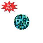 Teal Squares 1  Mini Magnets (100 pack)  Front