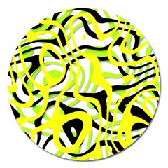 Ribbon Chaos Yellow Magnet 5  (round) by ImpressiveMoments