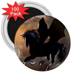 Awesome Dark Unicorn With Clouds 3  Magnets (100 Pack) by FantasyWorld7