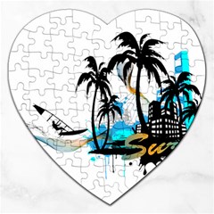 Surfing Jigsaw Puzzle (heart) by EnjoymentArt