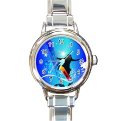 Snowboarding Round Italian Charm Watches by FantasyWorld7