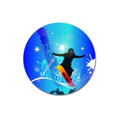 Snowboarding Magnet 3  (round) by FantasyWorld7