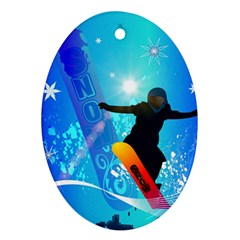 Snowboarding Oval Ornament (two Sides) by FantasyWorld7