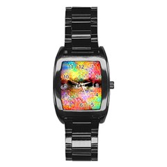 Colorful Tree Landscape Stainless Steel Barrel Watch by digitaldivadesigns