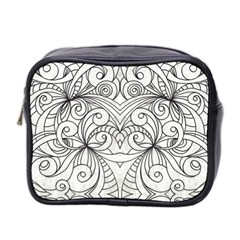 Drawing Floral Doodle 1 Mini Toiletries Bag 2-side by MedusArt