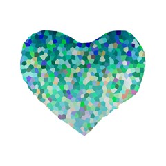 Mosaic Sparkley 1 Standard 16  Premium Flano Heart Shape Cushions by MedusArt