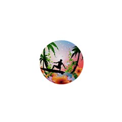 Tropical Design With Surfboarder 1  Mini Magnets by FantasyWorld7