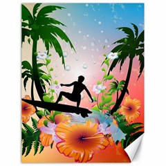 Tropical Design With Surfboarder Canvas 18  X 24   by FantasyWorld7