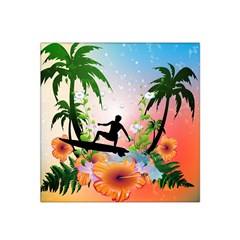 Tropical Design With Surfboarder Satin Bandana Scarf by FantasyWorld7