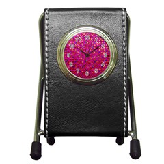 Polka Dot Sparkley Jewels 1 Pen Holder Desk Clocks by MedusArt