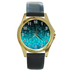 Glitter Dust G162 Round Gold Metal Watches by MedusArt