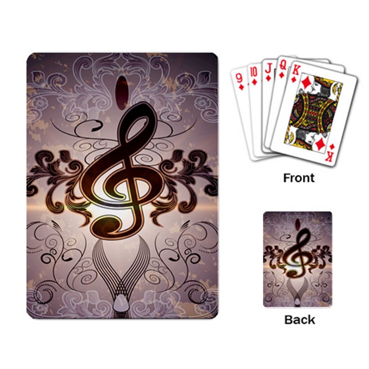 Music, Wonderful Clef With Floral Elements Playing Card