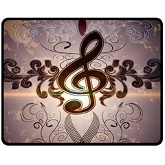 Music, Wonderful Clef With Floral Elements Double Sided Fleece Blanket (medium)  by FantasyWorld7