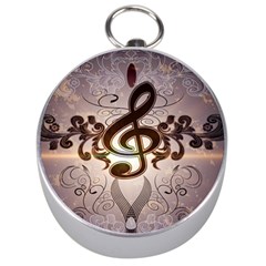 Music, Wonderful Clef With Floral Elements Silver Compasses by FantasyWorld7