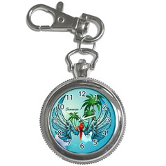 Summer Design With Cute Parrot And Palms Key Chain Watches by FantasyWorld7