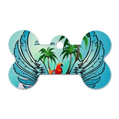 Summer Design With Cute Parrot And Palms Dog Tag Bone (two Sides) by FantasyWorld7